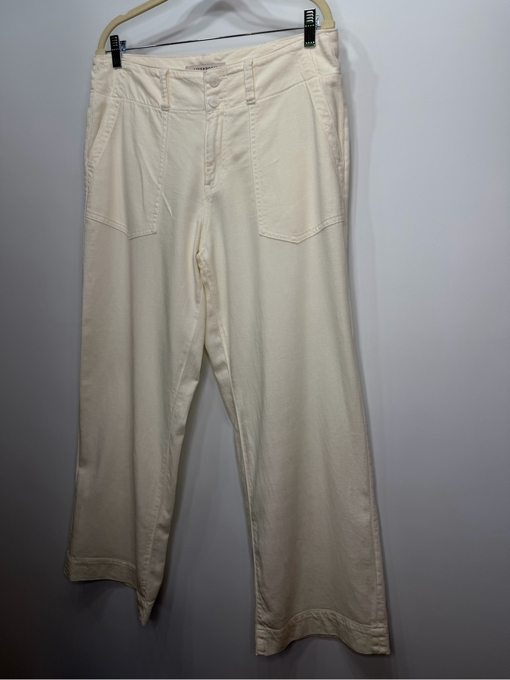 Liverpool Los Angeles Hannah Flare Cream Wide Leg Pants Size 10/30 Lyocell Blend - Picture 3 of 13